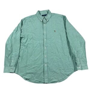 Polo Ralph Lauren Button Down Shirt Mens XL Green Classic Fit Oxford Pony Logo